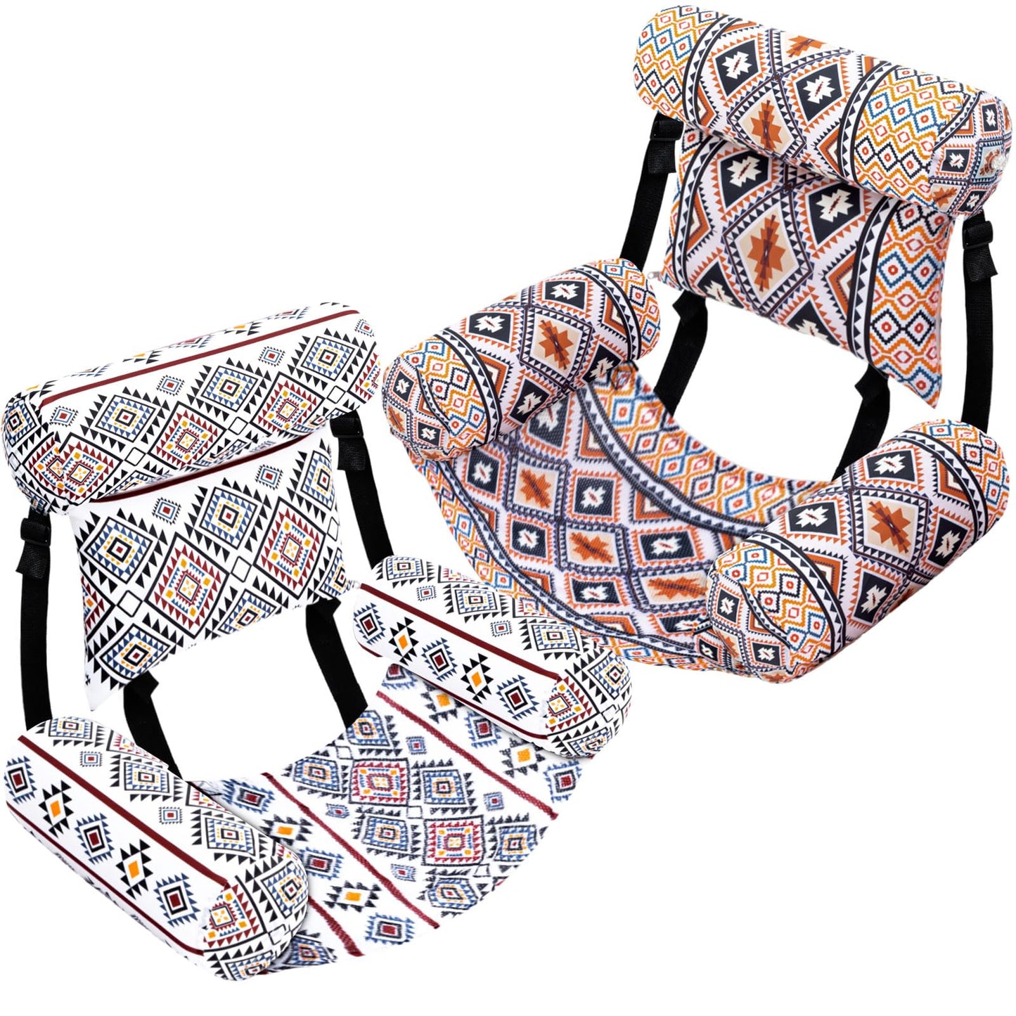 Threehoney 2 Pack Large Pool Chair Floats Adult Inflatable Pool Lounge Chair Summer Pattern Water Floating Chair Adjustable Pool Float Hammock for Swimming Pool Beach Party Game(Native Pattern)