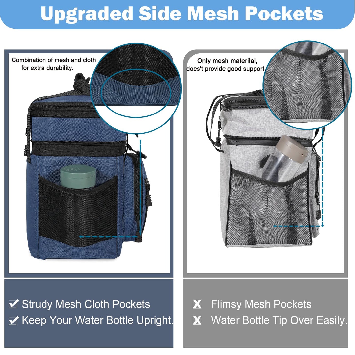 GLENKEY Tactical Lunch Box Cooler Bag - Expandable Insulated Lunch Bag for Men Women - Large Lunchbox for Adults Work Shifts Outdoor Trips Blue 16L