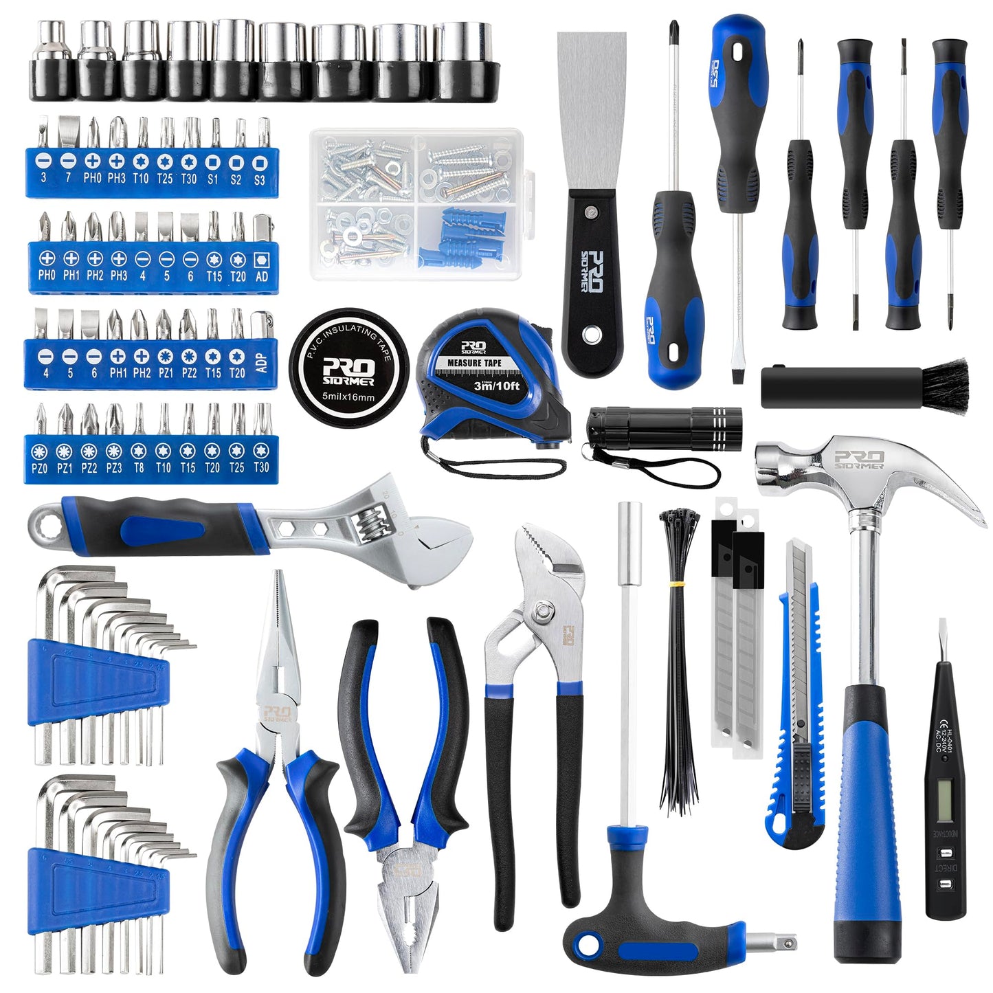 Prostormer 229-Piece Hand Tool Set – Portable Tool Box with Essential Household Tools, Perfect for Home Maintenance, DIY Projects, and Daily Repairs