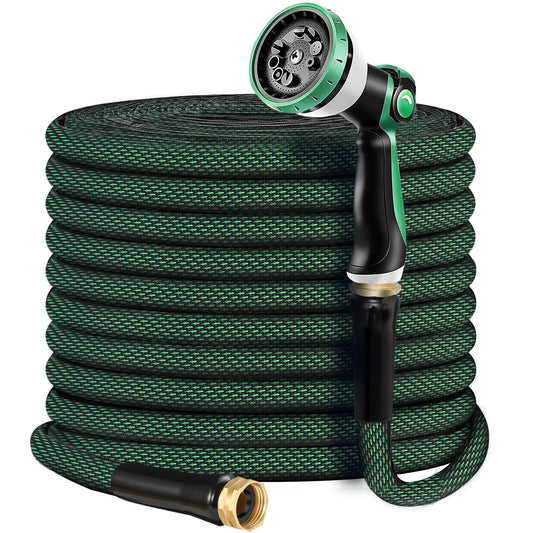 Torioweg Garden Hose 100 FT, Heavy Duty Water Hose with Aluminum Fittings, Puncture Proof All-weather, Ultra-Lightweight and Flexible, Watering and Cleaning for Outdoor, Lawn