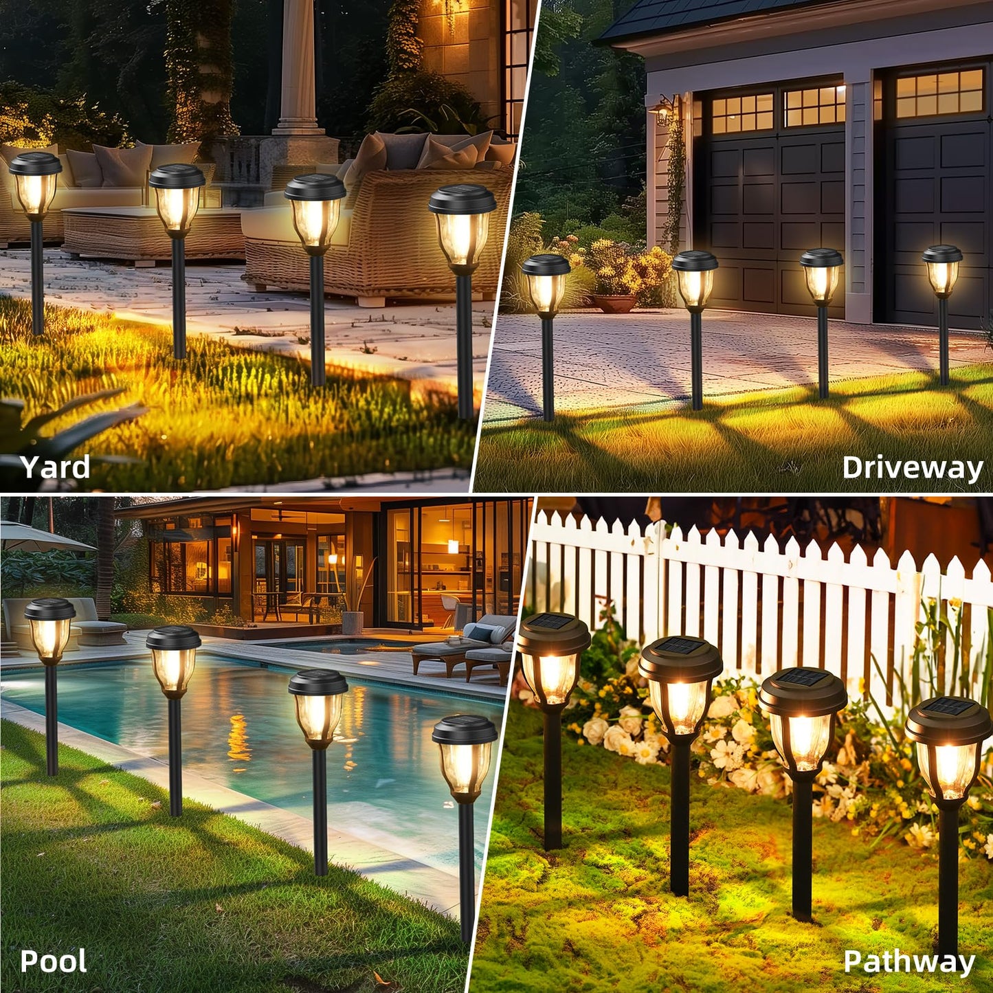 DERAYSION 12 Pack Solar Lights Outdoor, Solar Pathway Lights Auto On/Off Waterproof Garden Landscape Lighting for Path, Yard, Walkway, Driveway Decor