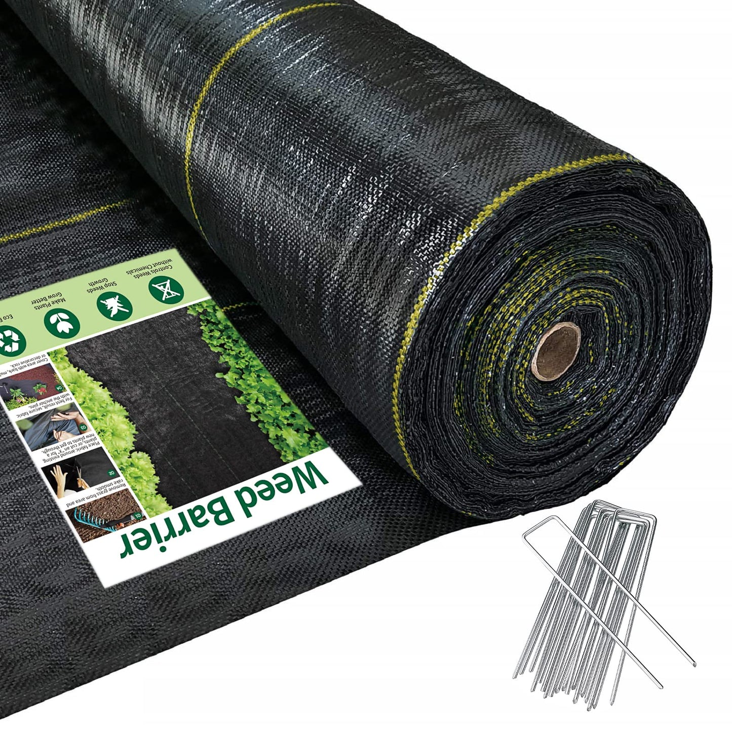 Sunocity 8ft x100ft Black Weed Barrier 3.5oz Landscape Premium Fabric-Heavy Duty Woven Ground Cloth with Superior Permeability Weed Control Convenient Design