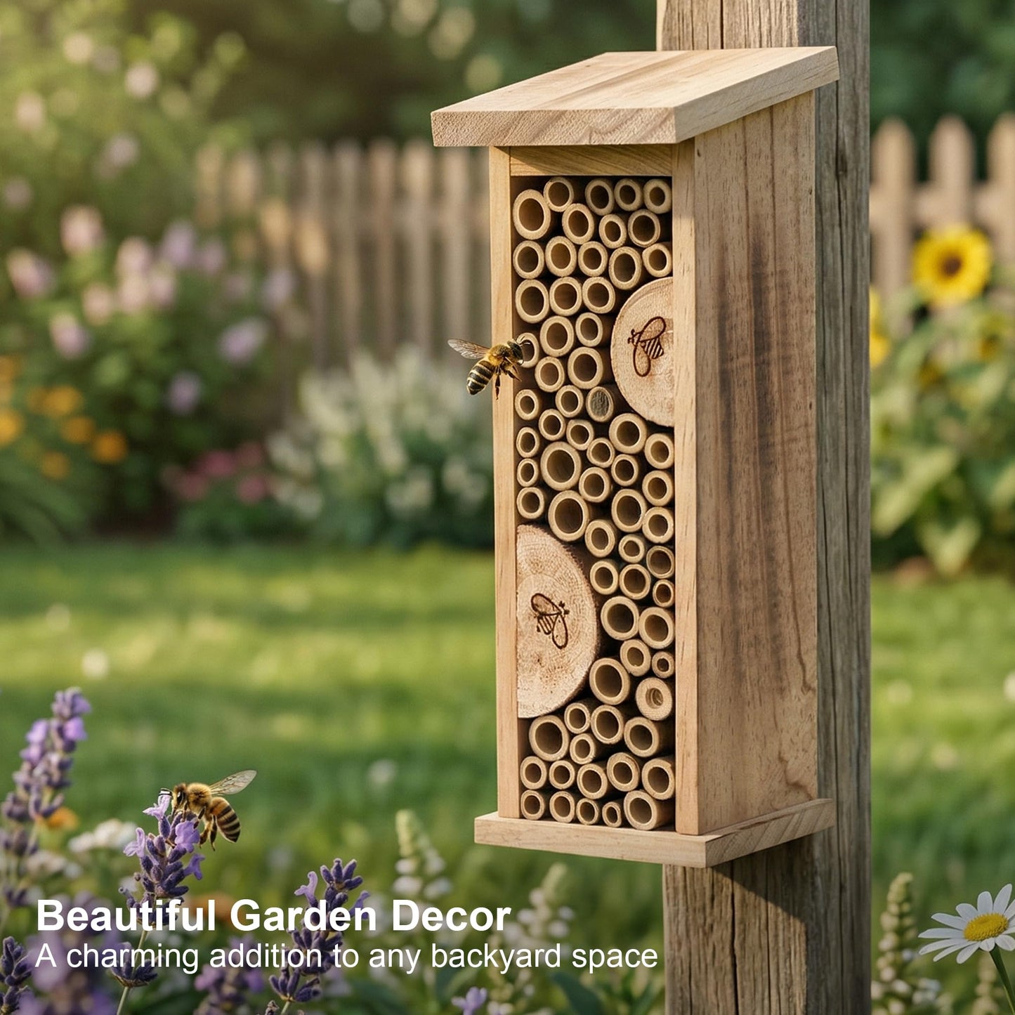 Bird House Bee Hive Wooden Insects House Hanging Bamboo Insect Hotels for Outdoor Garden Decorative