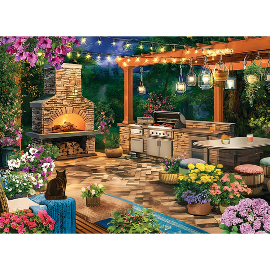 500 Piece Puzzles for Adults, Cozy Flowers Garden Patio with Fireplace Jigsaw Puzzle, Fun and Challenging Puzzle for Family Time, Relaxing Gift for Adults, Seniors, 20.5 x 15 in