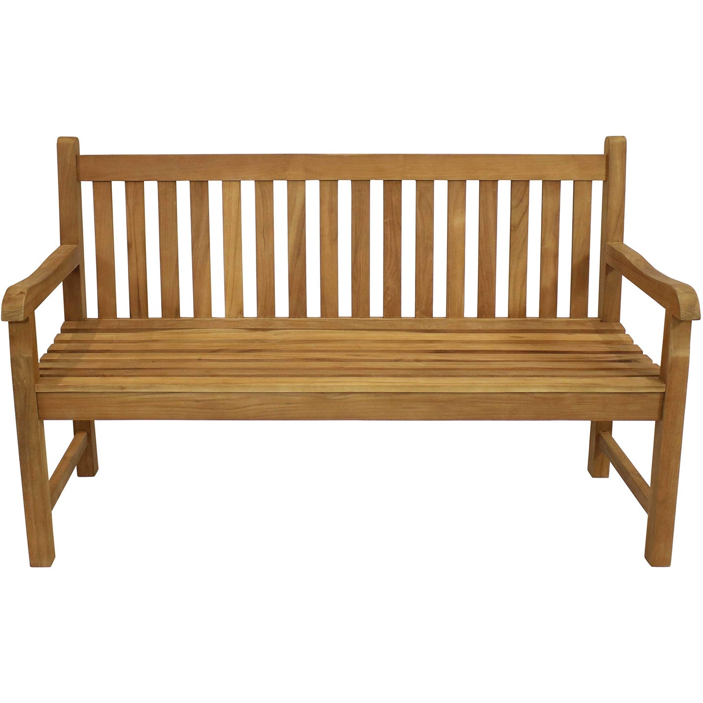 Sunnydaze 2-Person Outdoor Bench for Front Porch or Park - Wooden Teak Patio Garden Bench with Backrest - 675 lb Weight Capacity - 60"