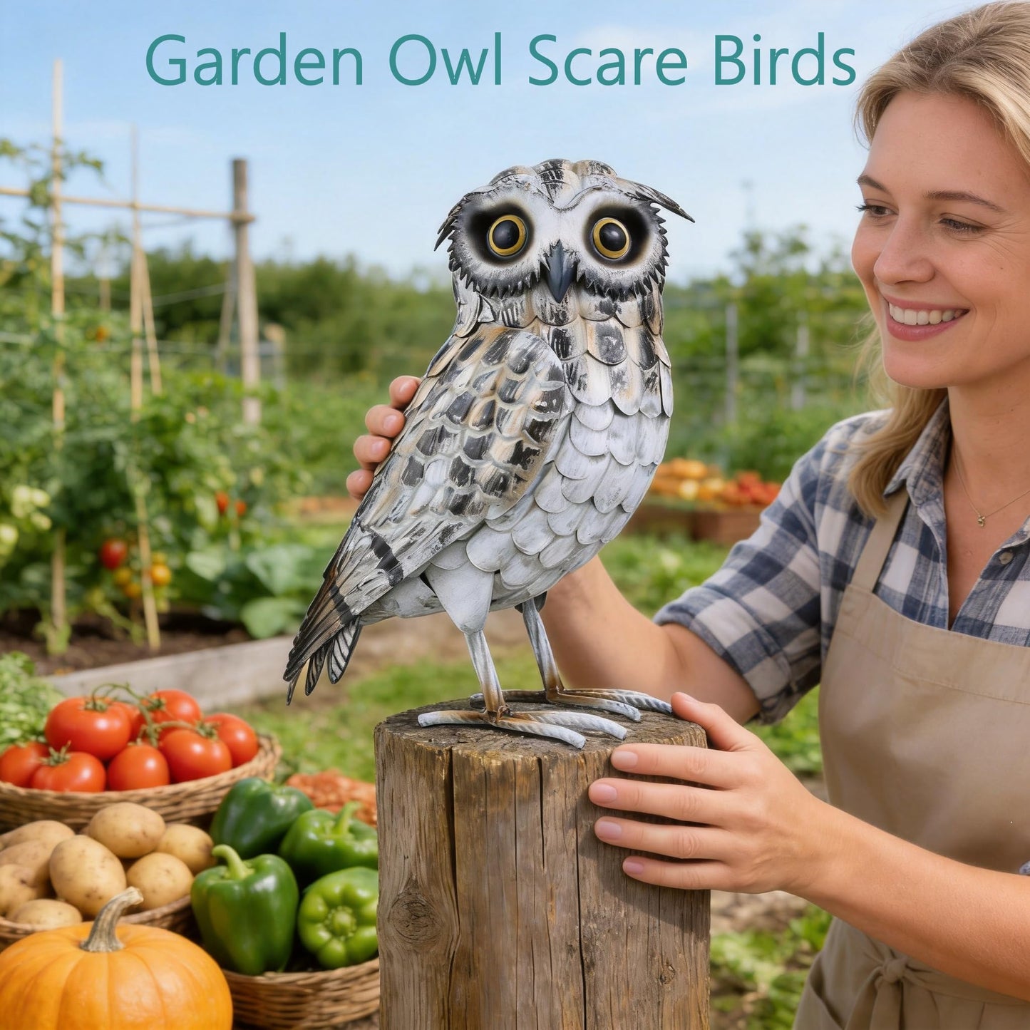 Shorayn Metal Owl Decor Garden Statue Outdoor Sculpture Yard Art for Patio Lawn Backyard Home Decoration Great Gifts