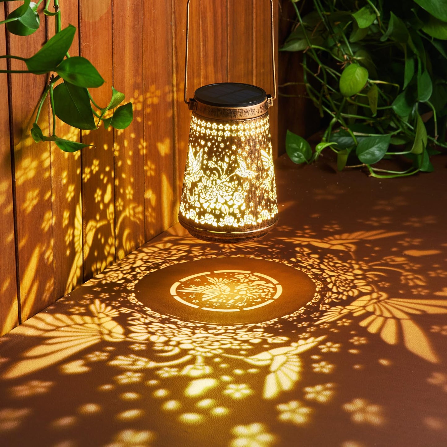 2 Pack Solar Lanterns Outdoor Waterproof Birthday Gifts for Women Mom Grandma, Hollowed-Out Metal Hummingbird Hanging Solar Lantern Lights Outdoor Decor, 2 Modes Lights Decor for Yard, Patio