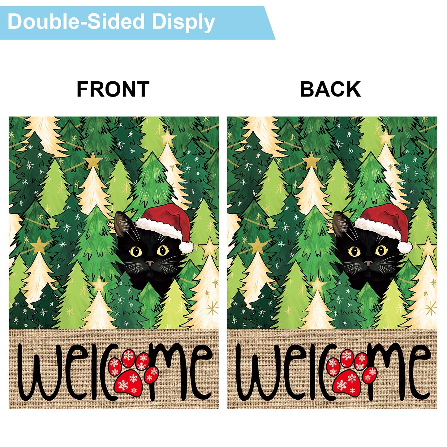 Seasonal Garden Flags Set of 11, Double Sided 28 x 40 Inch Black Cat House Flags, Large Flags for Outside, Spring Summer Easter Independence Day Outdoor Flags, Welcome Holiday Garden Flags for All Seasons