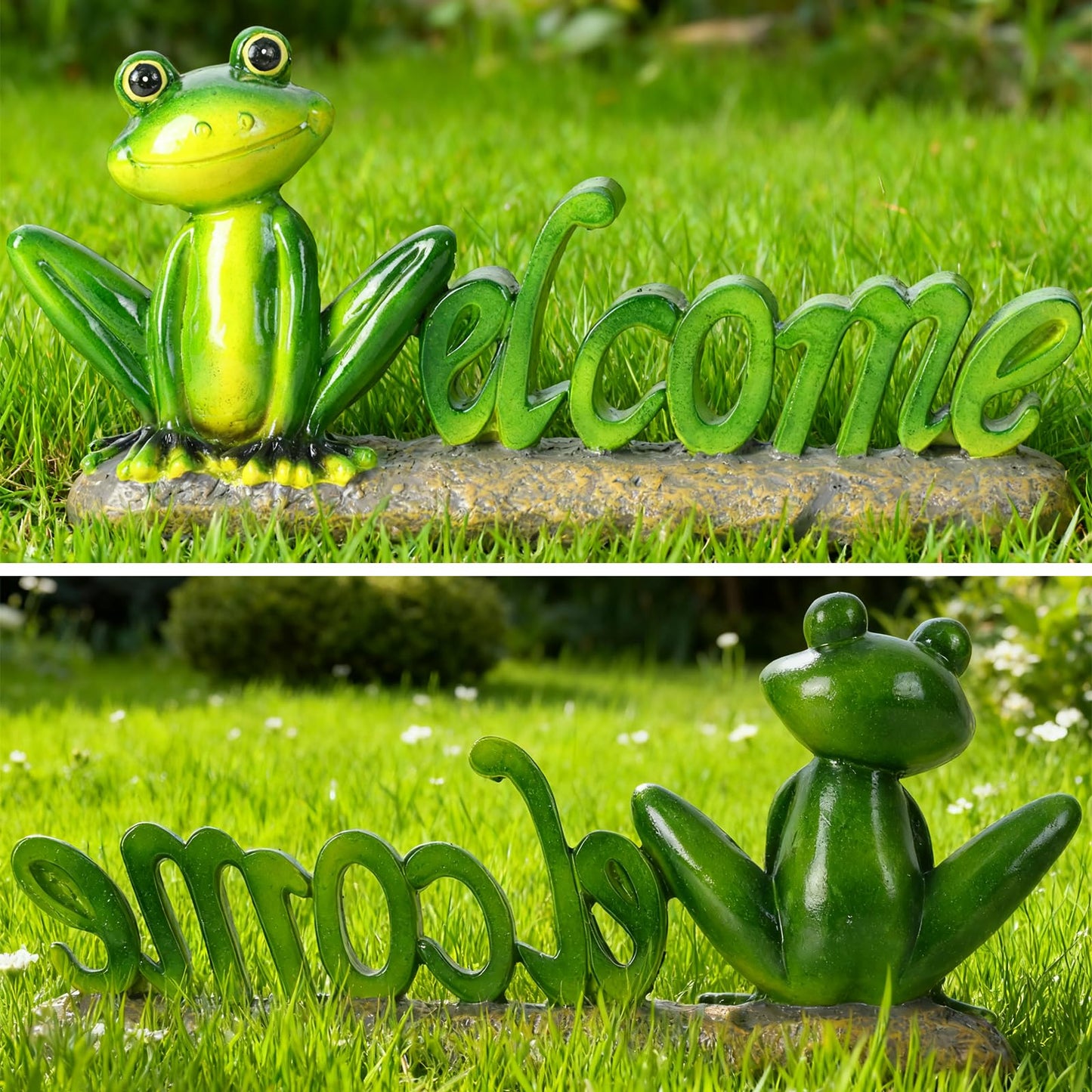 feliend Frog Welcome Statue Outdoor,Resin Creative Decoration,Garden Entryway Decor,Cute Personalized Home Front Porch