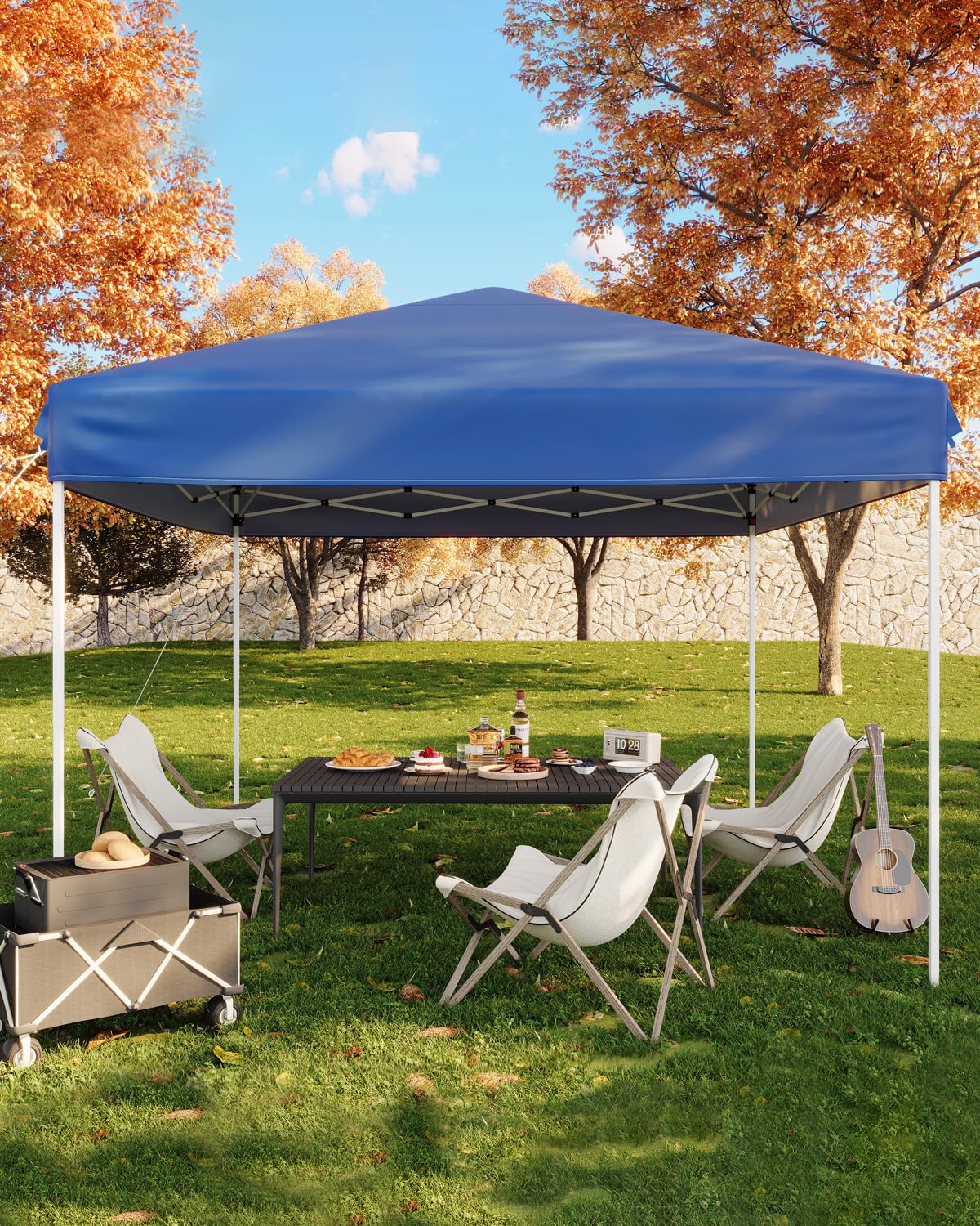 GarveeLife 10x10 Pop Up Canopy Tent, Easy Up Canopy with 3 Adjustable Height, Outdoor Sun Shade with 4 Sandbags & Carrying Bag for Camping, Parties,Outdoor Events-Blue