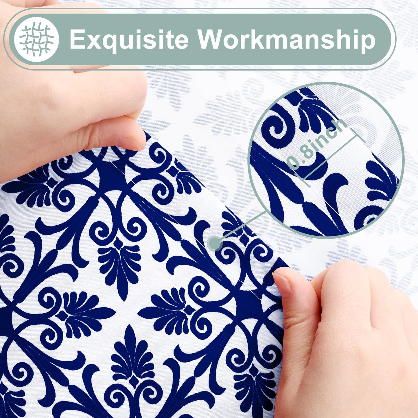 misaya 2 Pack 6 Foot Rectangle Picnic Tablecloth, Elastic Fitted Waterproof Table Cover, Windproof Washable Polyester Table Cloth for Camping, Indoor and Outdoor (Navy, 30" x 72")