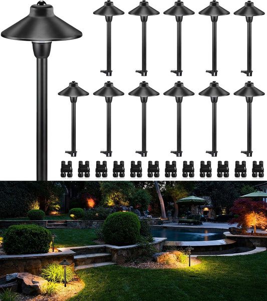 SUNVIE Low Voltage Pathway Lights LED Landscape Lighting 3000K Waterproof Landscape Path Lights 3W Landscape Lighting for Walkway Yard ETL Listed Cord, 12 Pack