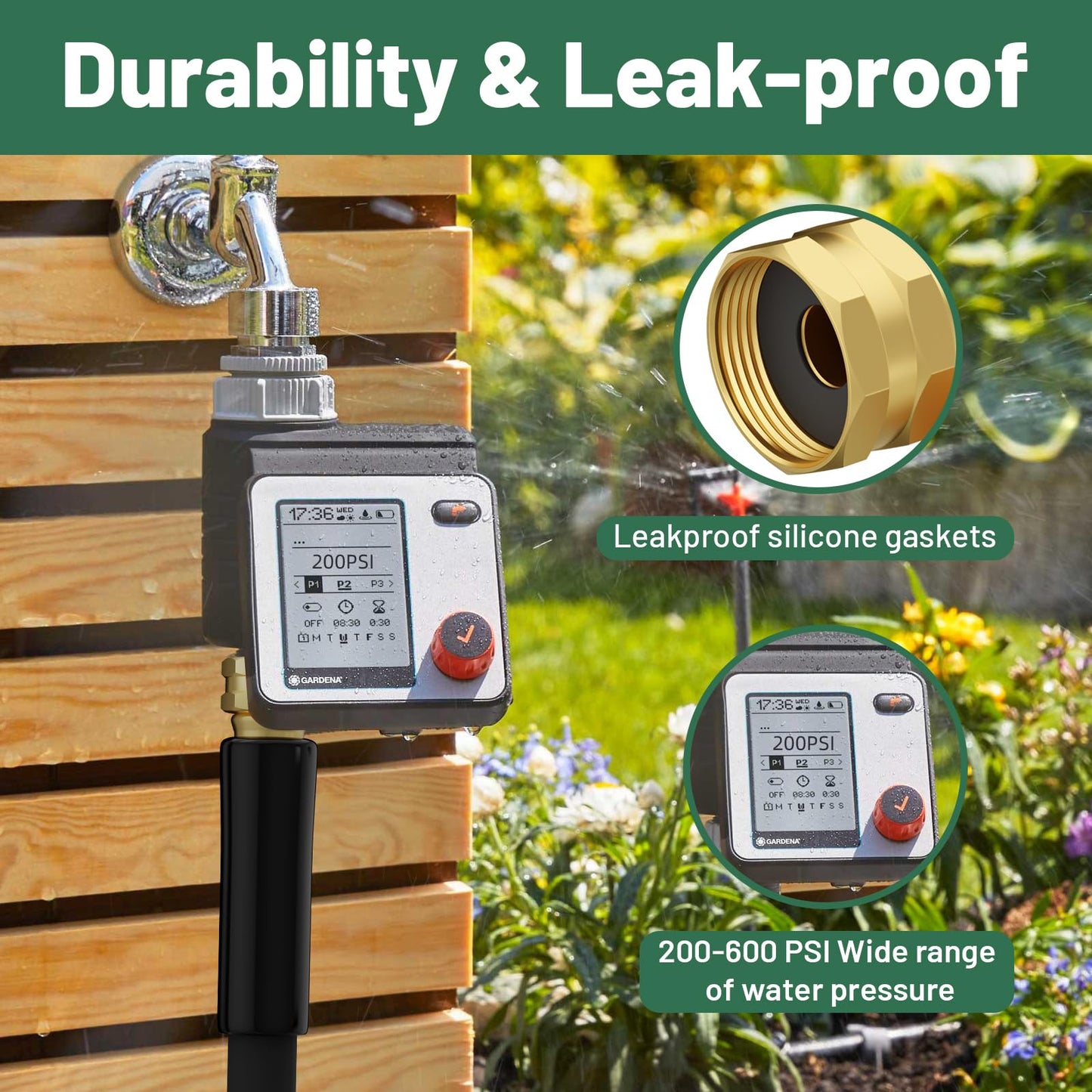 Beitopamz 150 ft Garden Hose, 5/8 in Heavy Duty Water Hose, Flexible and Durable, Lightweight Rubber Hybrid Hose, Leak-Free Connections, Male to Female 3/4'' Brass Fittings for Patio, Lawn, Black