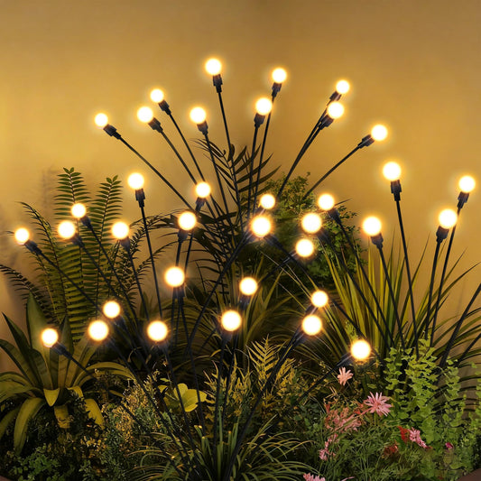PATIOPIA Solar Garden Lights, LED Swaying Solar Lights Outdoor Waterproof, Warm White Firefly Outdoor Decorative Lights, Garden Decor, Yard, Patio, Pathway Decoration Gardening Gifts (2 Pack)