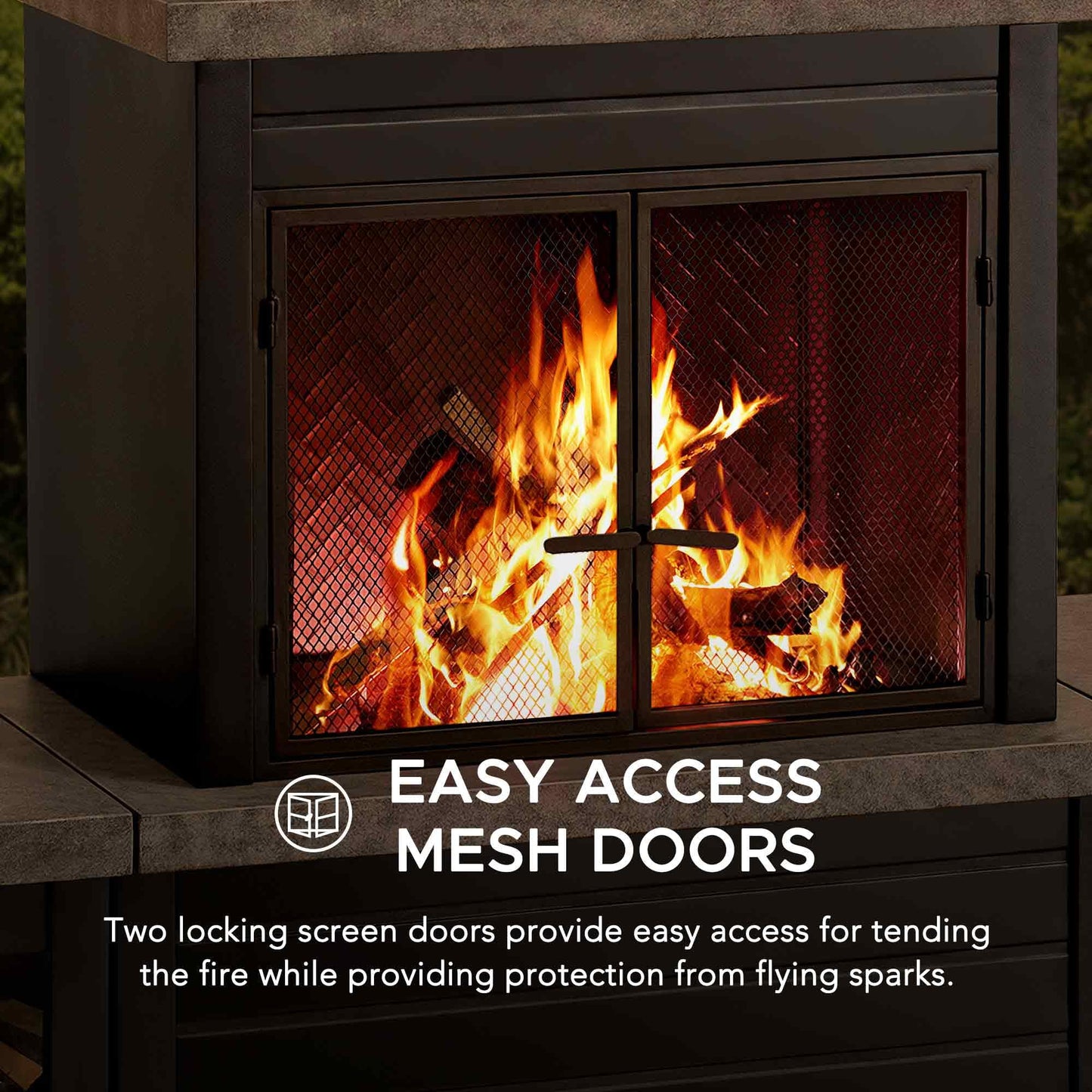 Sunjoy Wood Burning Fireplace – Matte Black Outdoor Steel Fireplace with Chimney, Log Holders, Fireplace Tool, and PVC Cover