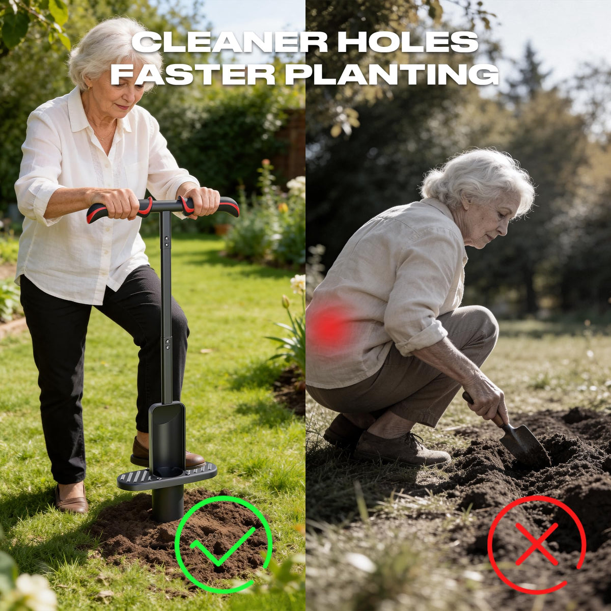FLORA GUARD Long Handle Bulb Planter Tool, Dual Size 2.2” & 3.3” Hole Digger,Garden Sod Plugger,Grass Plugger Tool with Foot Pedal for Planting, Transplanting, Weeding, Digging for Tulips, Daffodils