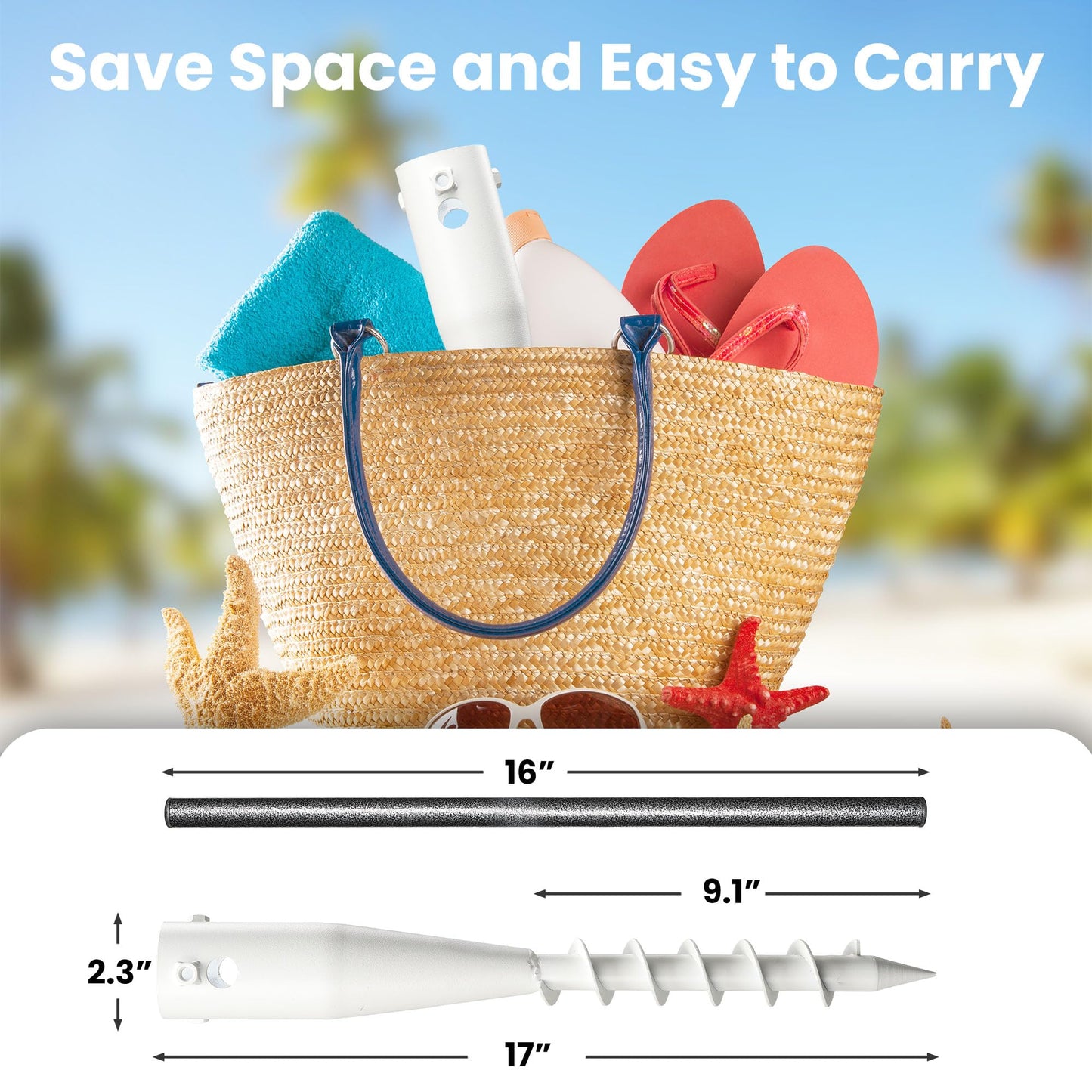 Lcokeiy Beach Umbrella Sand Anchor - Heavy Duty Outdoor Umbrella Holder No Dig Ground Umbrella Base - Sturdy and Reliable 2.3“ Inner Diameter, White(1 Pack)