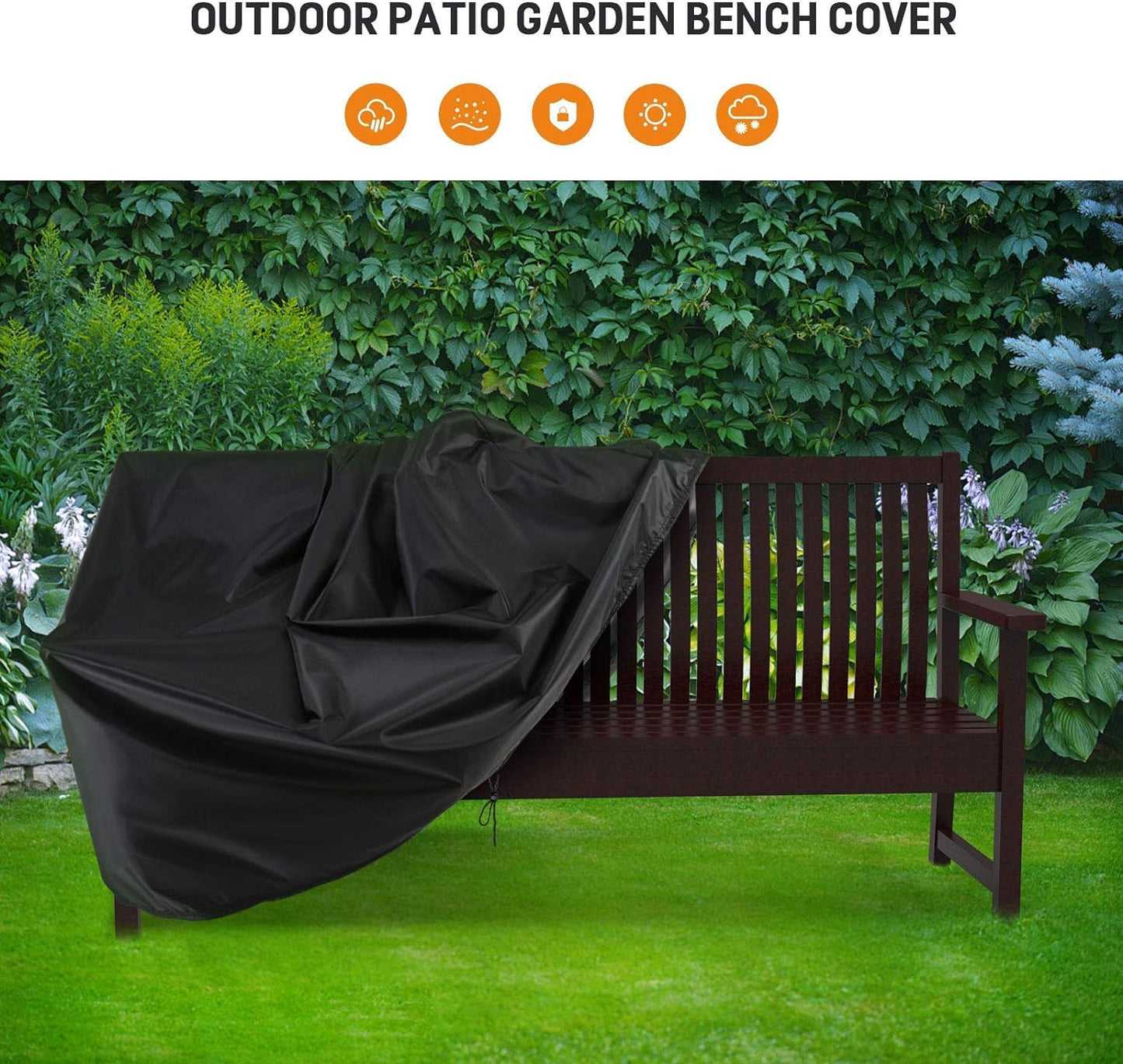 Hengme Outdoor Glider Bench Cover, Waterproof Patio Porch Loveseat Covers for Yard Rocking Swing Chair, Garden 2-Person Sofa, Black, 48" W x 29" D x 36" H