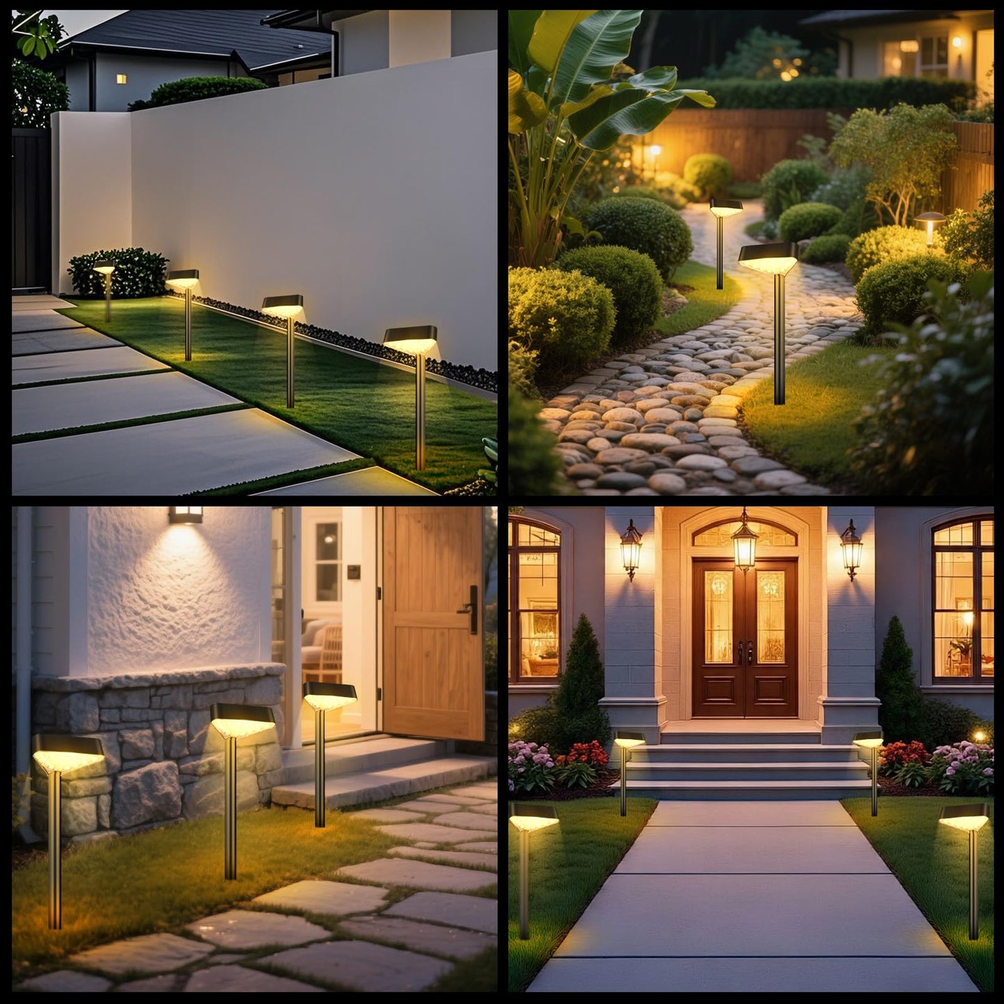 Fashlits 8 Pack Solar Pathway Lights Outdoor, Bright LED Solar Landscape Lights, Waterproof Solar Garden Lights for Yard, Patio, Walkway, Lawn, Driveway(Warm White, 8 Pack)