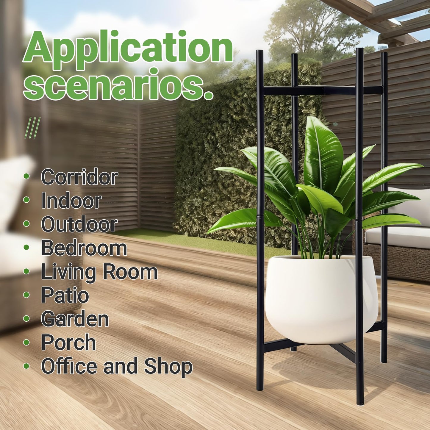 XYCCRX 2 Tier Metal Plant Stand Set of 2, Tall Indoor Plant Stands for Home Room, Corner Flower Pot Holder Rack for Patio Balcony Garden, Modern Planter Shelf for Large Small Potted Plants, Black