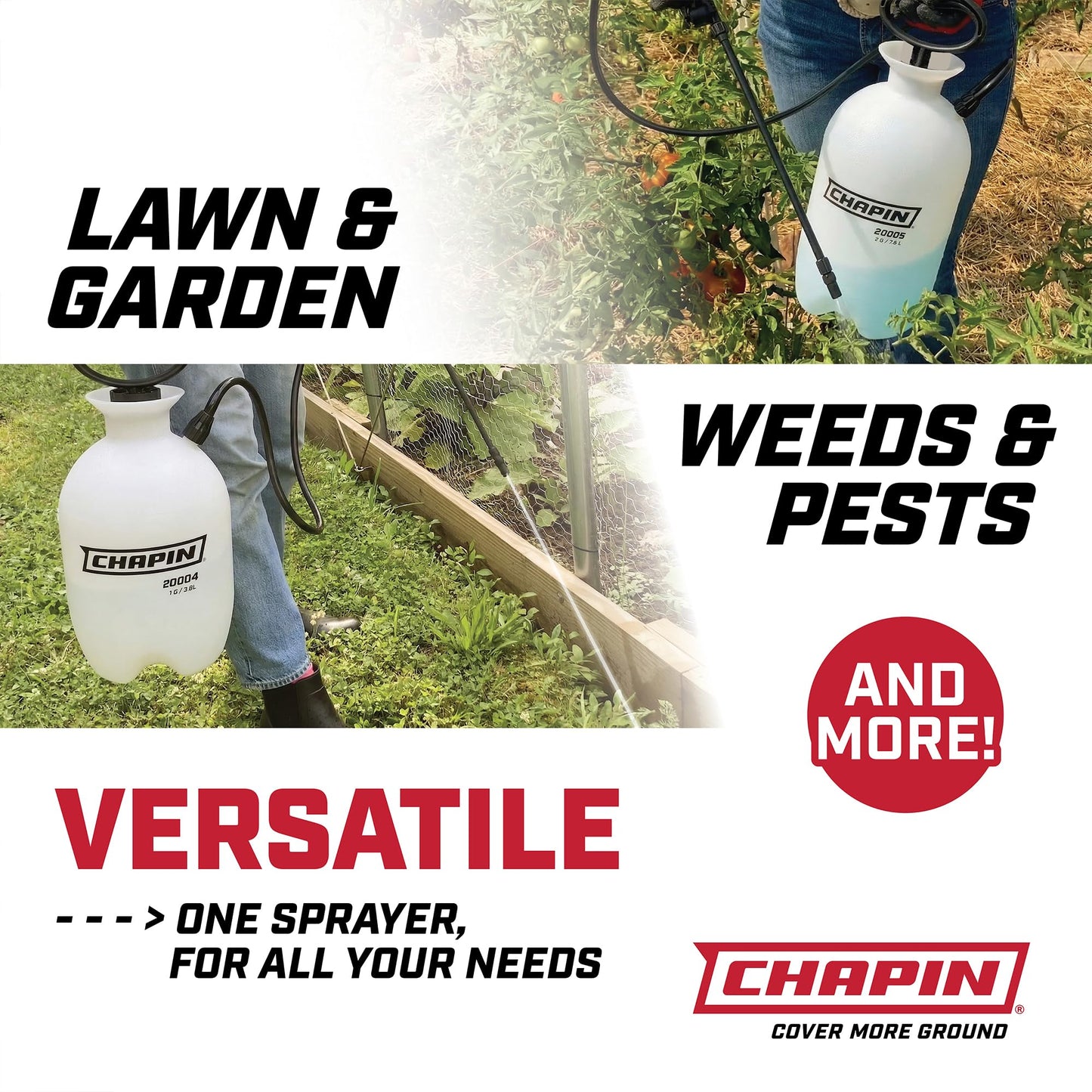 Chapin 22000 Pump Sprayer, 1-Gallon Translucent Tank with an Easy Fill Funnel-Top Opening, Adjustable Cone Nozzle & 34" Long Reach Hose, Used for Fertilizer, Pesticides, Weeds & Pests 2 Pack