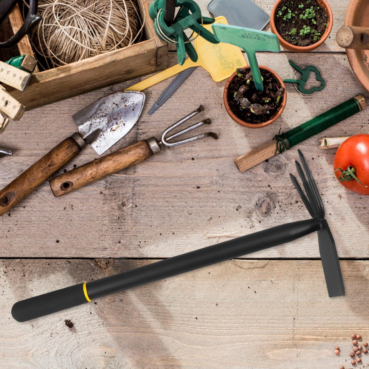 UPKOCH Garden Hoe and Cultivator 16 Inch Manganese Steel Hand Tool for Soil Digging Weeding and Flower Planting Ergonomic Handle for Comfortable Gardening