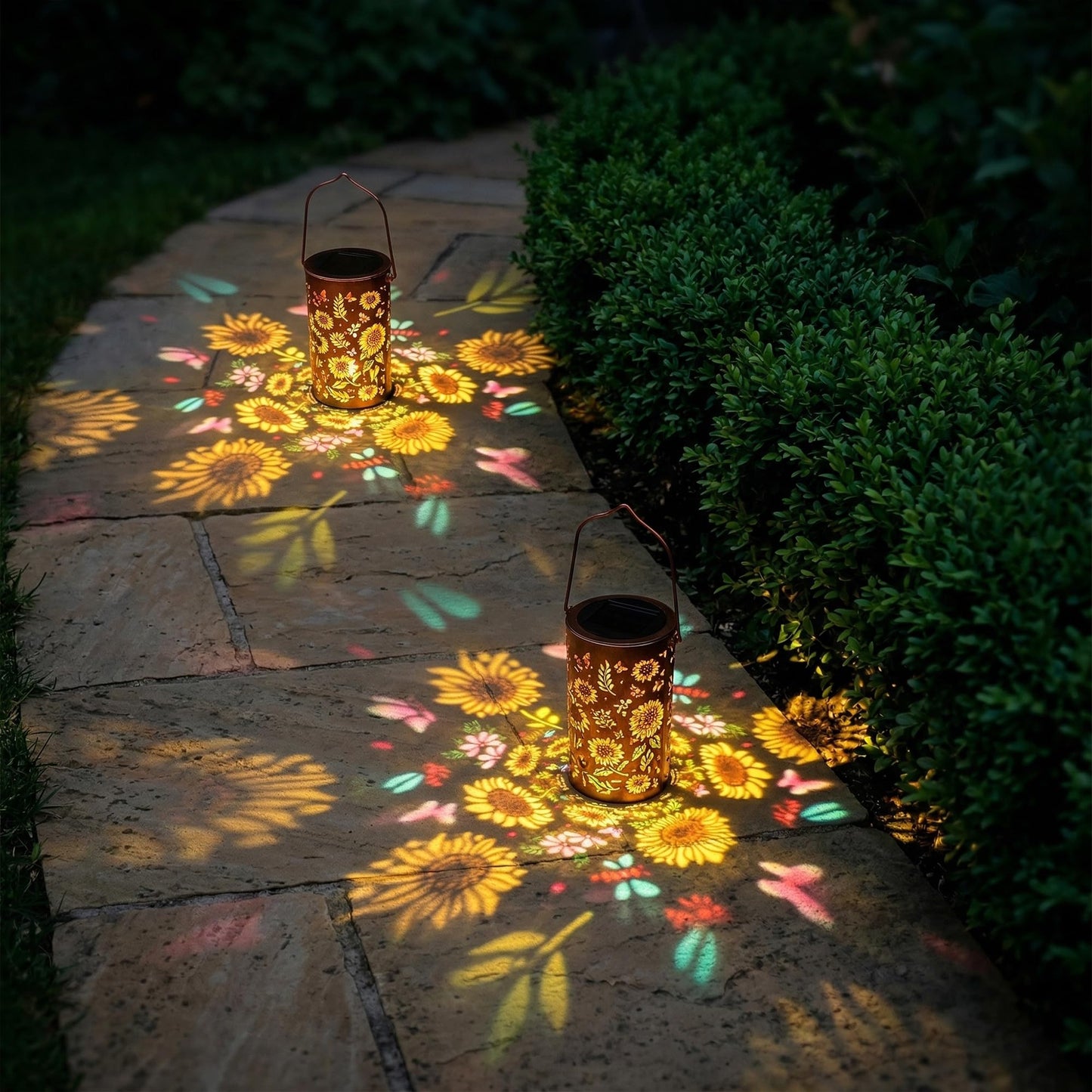 FancyPlus Colorful Solar Lanterns Outdoor Waterproof, Sunflower Birthday Gifts for Women Mom Grandma, Garden Hanging Solar Lantern Lights for Patio