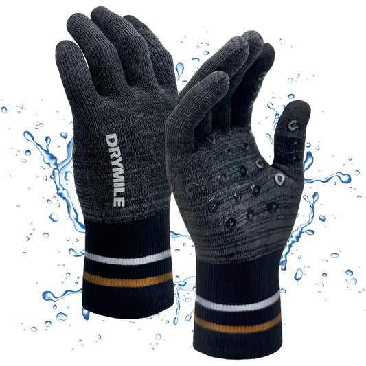 DRYMILE HYLA Waterproof Dexterity Gloves – All-Weather Wool Blend Gloves for Men & Women – Touchscreen & Non-Slip Grip – Hiking, Cycling, Fishing, Hunting & Work.- L, Heather Grey
