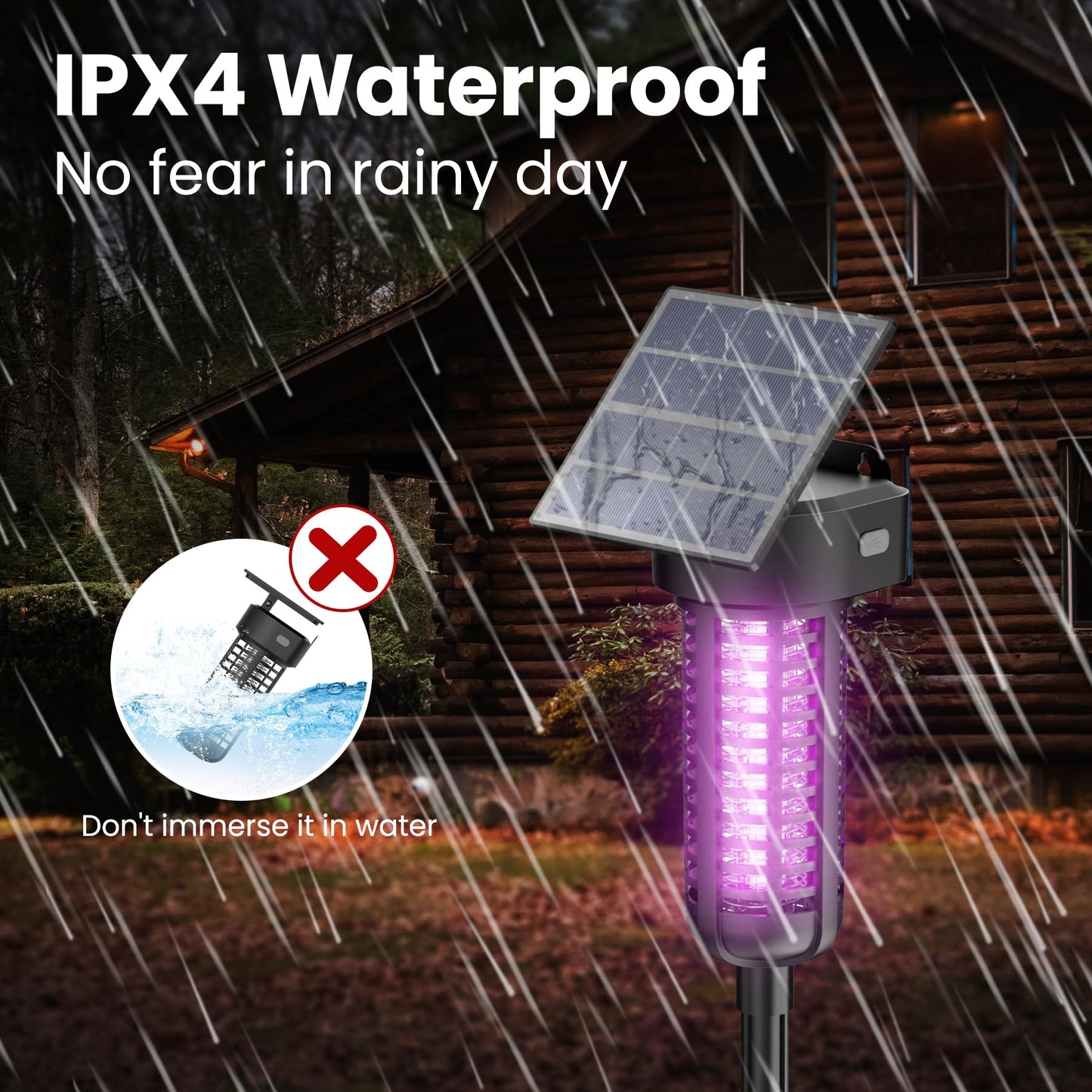 Solar Powered Bug Zapper Light 2 Pack Waterproof Outdoor Mosquito Killer Lamp Auto On/Off Cordless Garden Mosquito Zapper