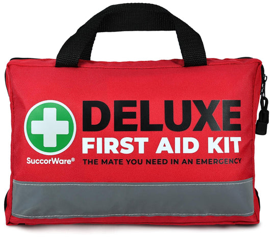 SuccorWare 380 Pieces Deluxe First Aid Kit Compact Trauma Medical Kits with Assorted Bandages, Instant Cold Pack, Emergency Blanket for Home, Travel, Camping, Vehicle, Emergency Kits(Red)