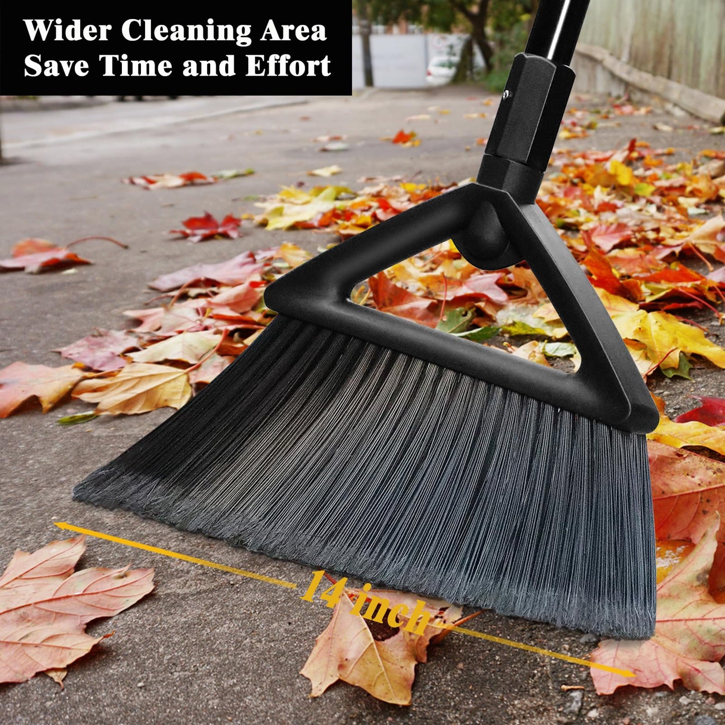 PUTNATRUE Heavy Duty Commercial Broom, 3 Pack Upgraded Angle Brooms for Sweeping Outdoor and Indoor, Perfect Black Brooms of House, Kitchen, Garage, Courtyard, Concrete