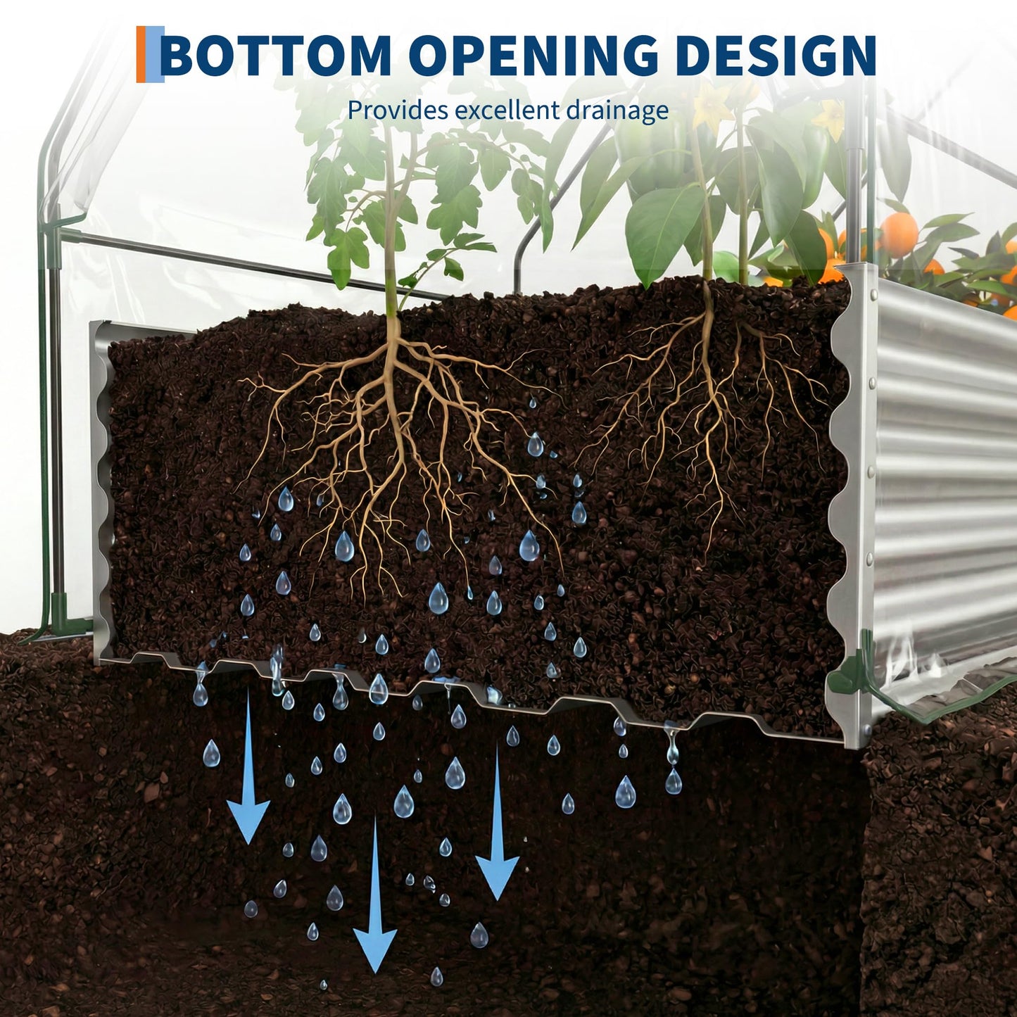 IDEALHOUSE Raised Garden Bed with Greenhouse Cover, 6x3x1 ft Outdoor Galvanized Metal Planter Box with Dual Zippered Screen Windows, Mini Clear Top Greenhouse for Vegetables, Flowers & Herbs