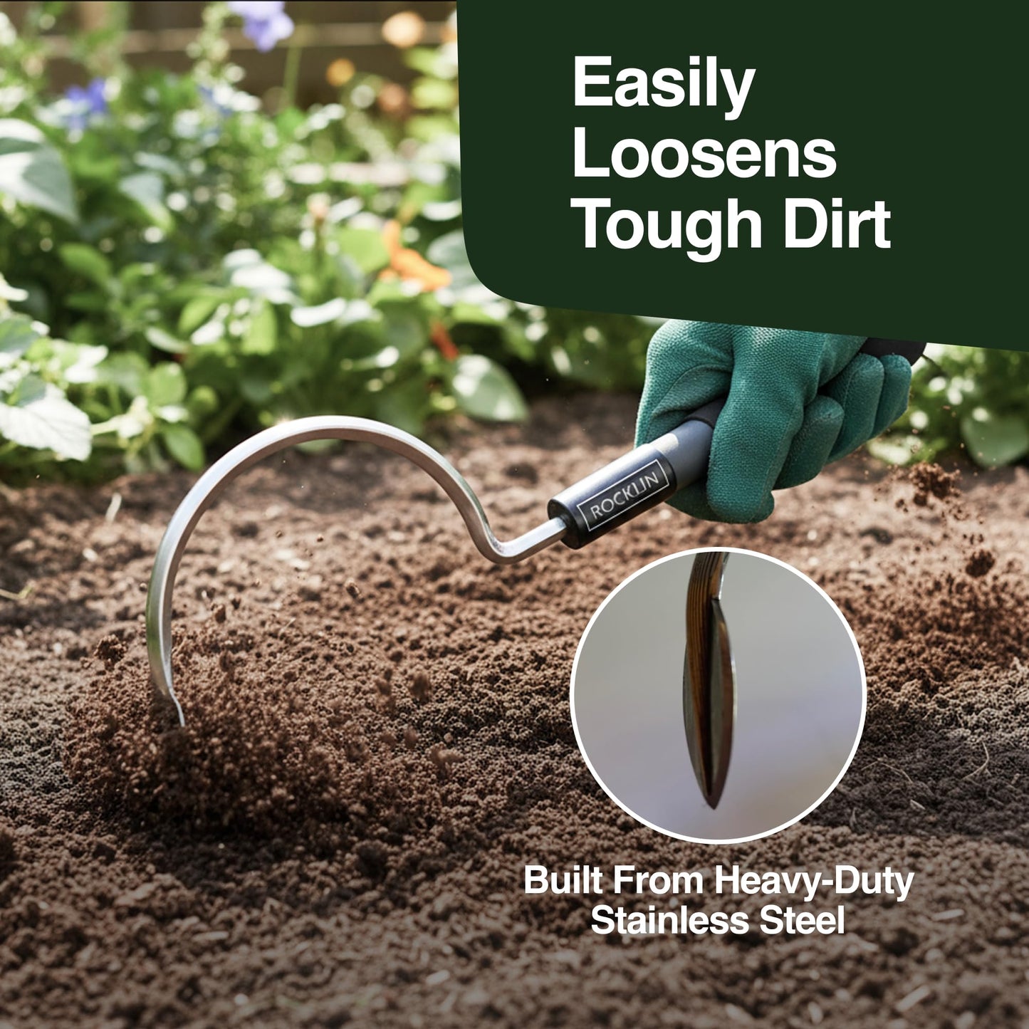 Cobra Hook Hand Weeder & Cultivator Garden Tool – Heavy Duty Weed Puller, Dandelion Digger & Weeding Fork | Stainless Steel Blade | Ergonomic Grip for Raised Beds & Tight Spaces