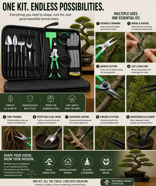 Bonsai Tools Kit - Bonsai Tree Tools Set with 24 Accessories, Bonsai Wire, Pruning and Trimming Tools for Beginners and Adults, Complete Bonsai Care and Starter Kit