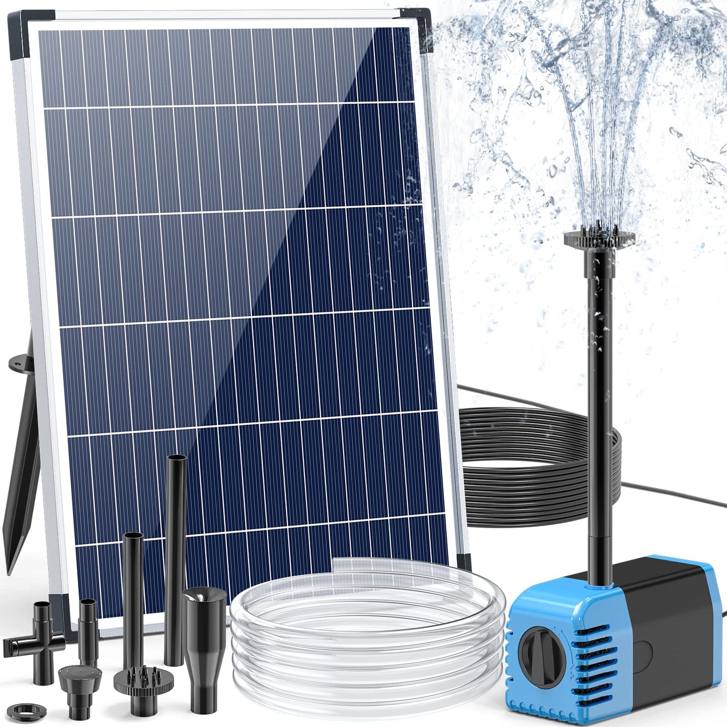 POPOSOAP Solar Fountain Pump 12W, Solar Water Fountain Pump with 160GPH Submersible Pump Adjustable Flow for Outdoor Fountain, Pond, Fish Tank, Garden, Pool, Water Features