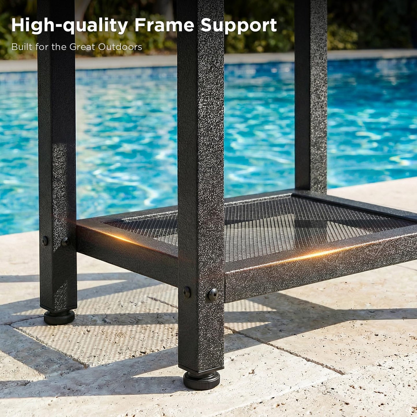 ODK Outdoor Double Side Table, Adirondack Patio End Table with Weather-Resistant Waterproof Top for Hot Tub Garden, Balcony, Poolside, Black