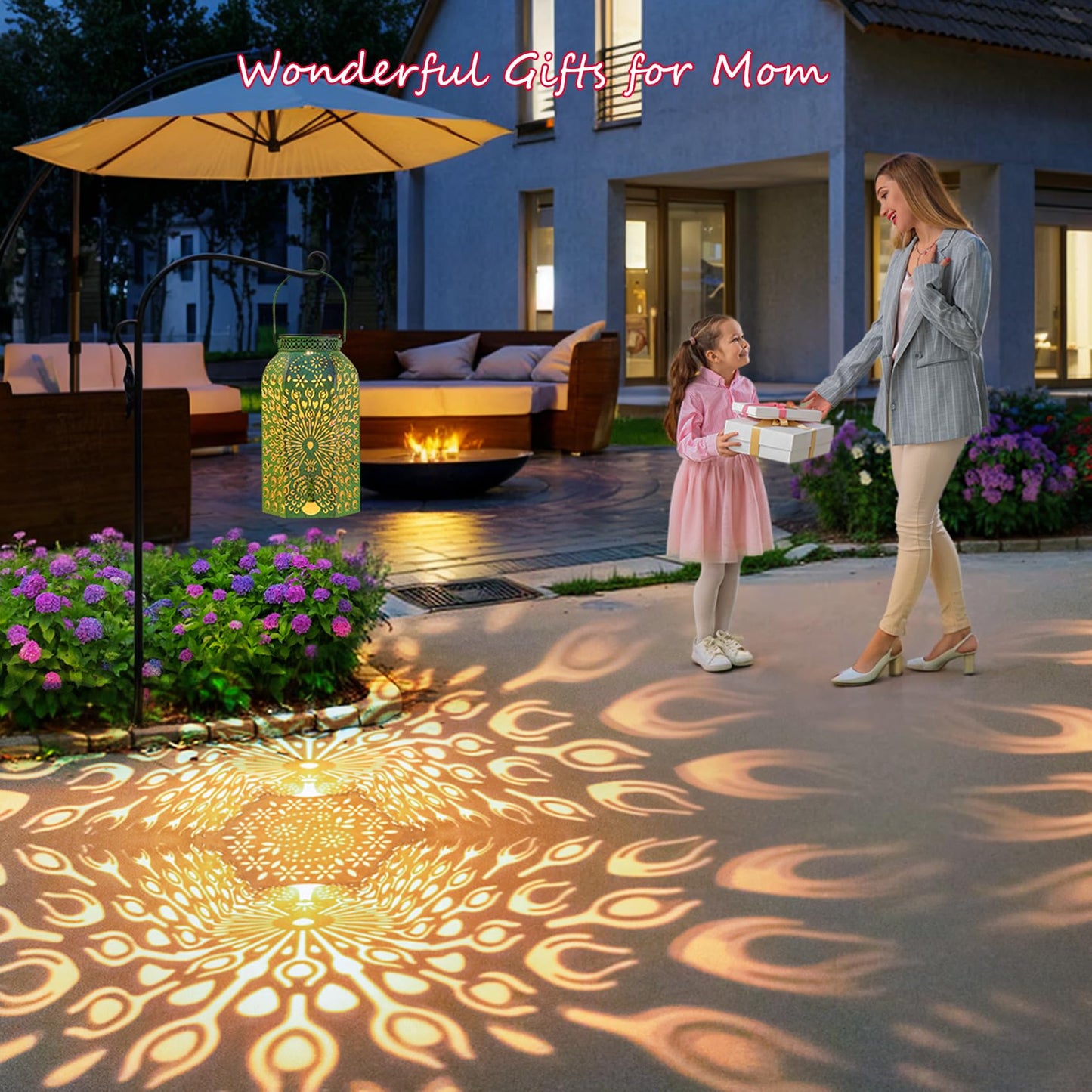 Homeimpro Solar Outdoor Lanterns Waterproof Peacock Gardening Gifts for Mom, Big Solar Garden Yard Art, Outside, Patio, Birthday Mothers' Day Gifts Grandma Wife (2Pack, Antique Green)