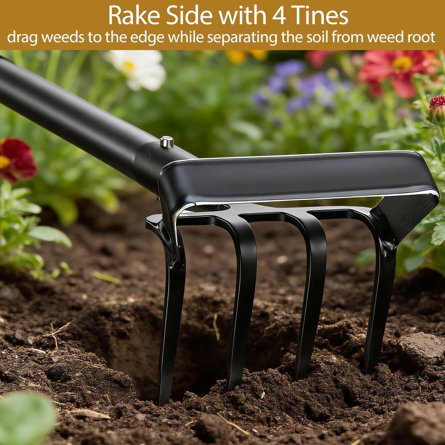 Garden Hoe and Cultivator Heavy Duty, Scuffle Loop Action Weeding Tool with Long Handle 30-50 Inch, Metal Weeder Scraper Stirrup Hoe Rake