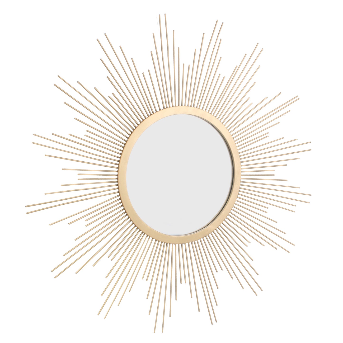 Stonebriar Round 23" Antique Gold Metal Starburst Hanging Wall Mirror with Attached Mounting Bracket, Decorative Decor for the Living Room, Bedroom, Bathroom, Hallway, and Entryway