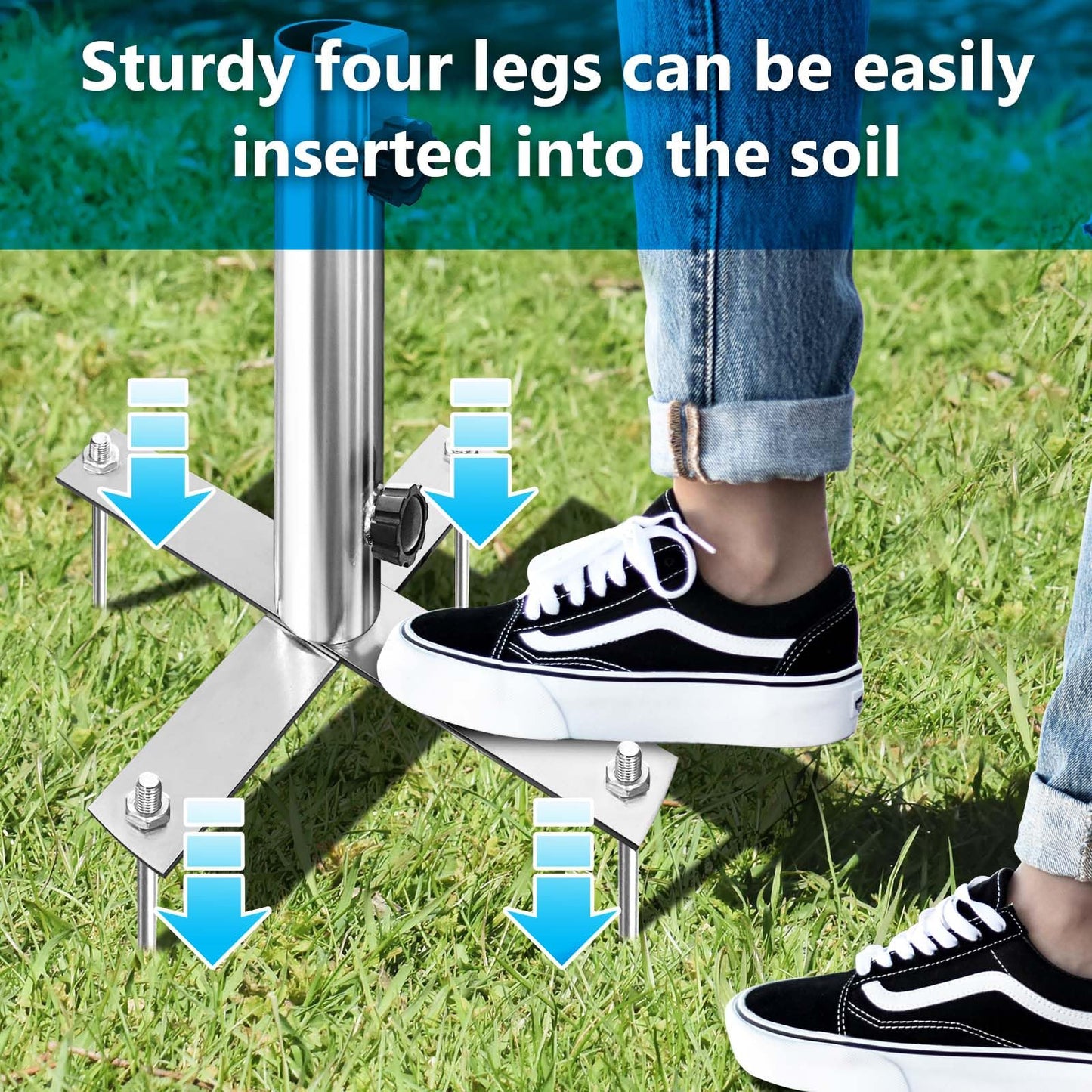 AVCMOTO Umbrella Stand Outdoor Base, Heavy Duty Outdoor Umbrella Base, Detachable for Easy Carry, 18.7 Inch Beach Umbrella Sand Anchor for Beach, Lawn, Sand, Patio