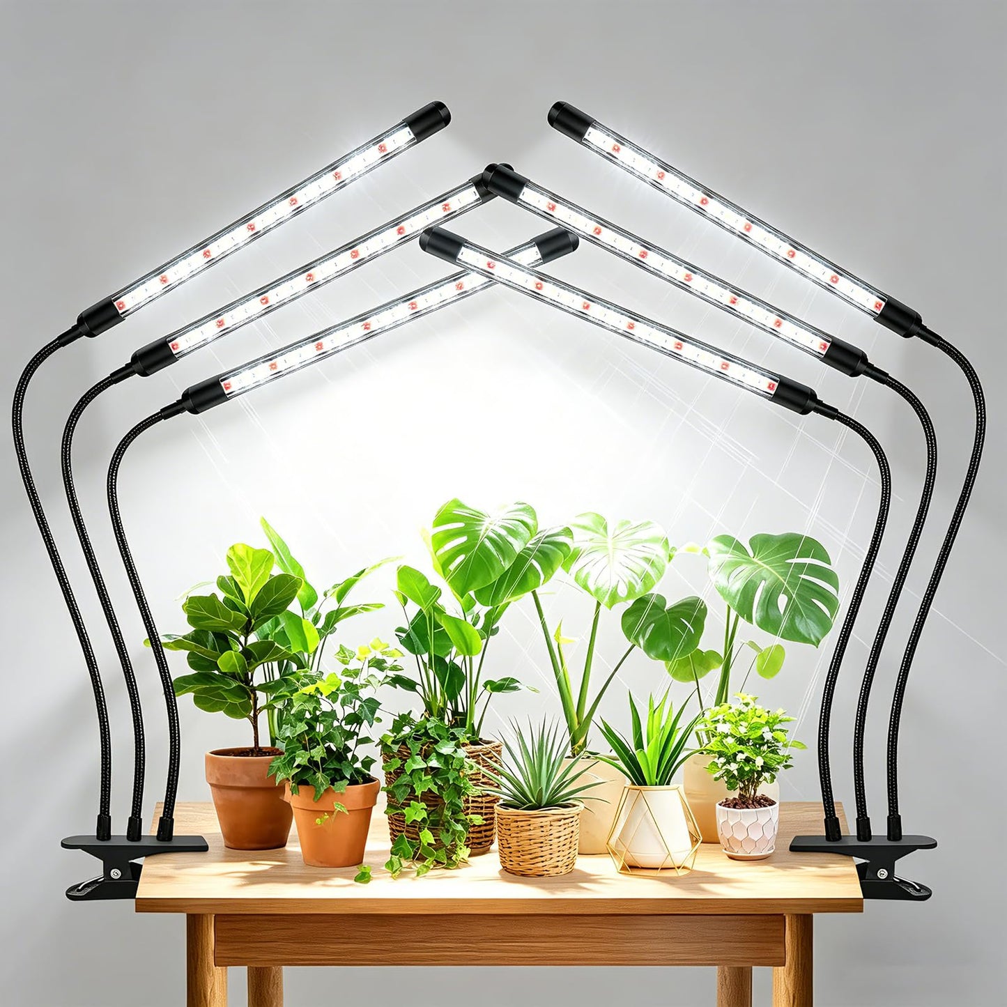 SDOVUERC Tri-Heads Grow Lights for Indoor Plants, Full Spectrum Plant Lights for Indoor Growing with Adjustable 360° Gooseneck, 6/12/18H Timer & Dimming for Seedlings(Pack 2)