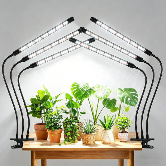SDOVUERC Tri-Heads Grow Lights for Indoor Plants, Full Spectrum Plant Lights for Indoor Growing with Adjustable 360° Gooseneck, 6/12/18H Timer & Dimming for Seedlings(Pack 2)