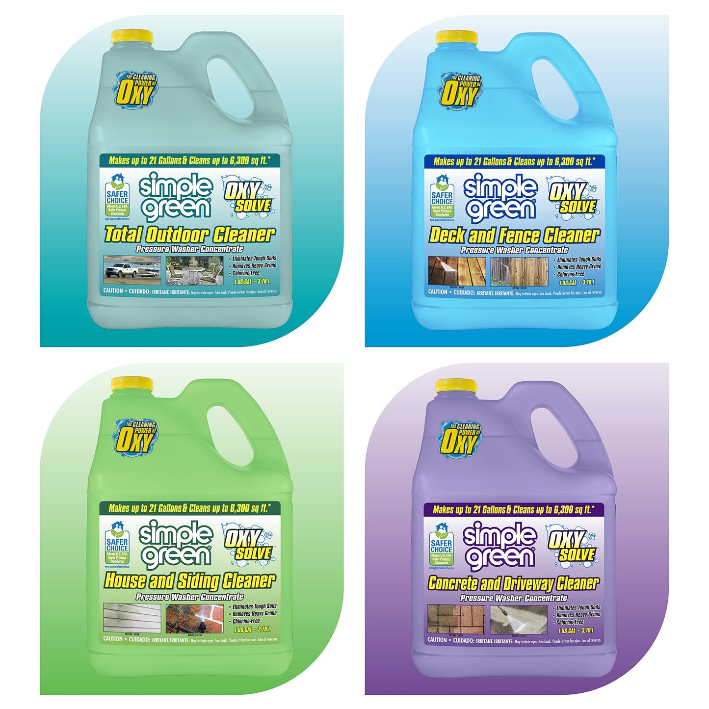 Simple Green Oxy Solve Total Outdoor Cleaner Concentrate, Pressure Washer & Manual Use, EPA Safer Choice Certified, Peroxide Cleaner for Wood, Concrete, Vinyl & More