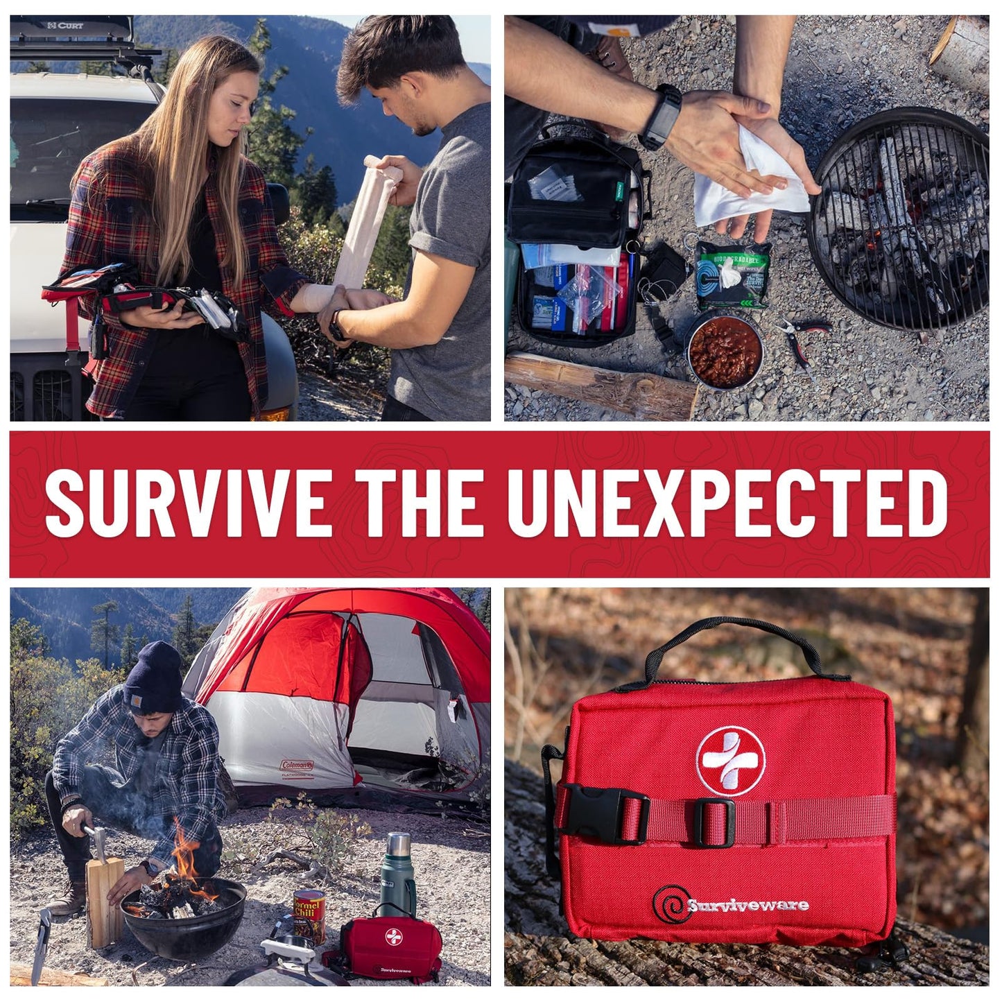 Surviveware 119 Pcs Comprehensive Premium Survival First Aid Kit - Medical Emergency Kit for Travel Camping Gear, Home Essentials & Outdoor Emergencies - Survival Kit