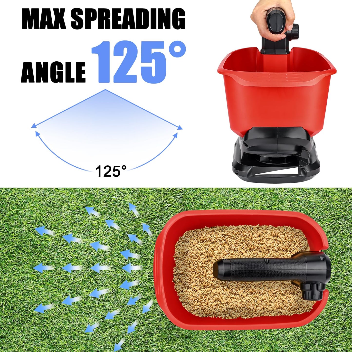Philophca Salt Spreader Compatible with Milwaukee 18V Lithium Battery, Seed Spreader Handheld Fertilizer Spreader Power Spreader Available Year-Round, Grass Seeds, Rock Salt (Battery not Included)