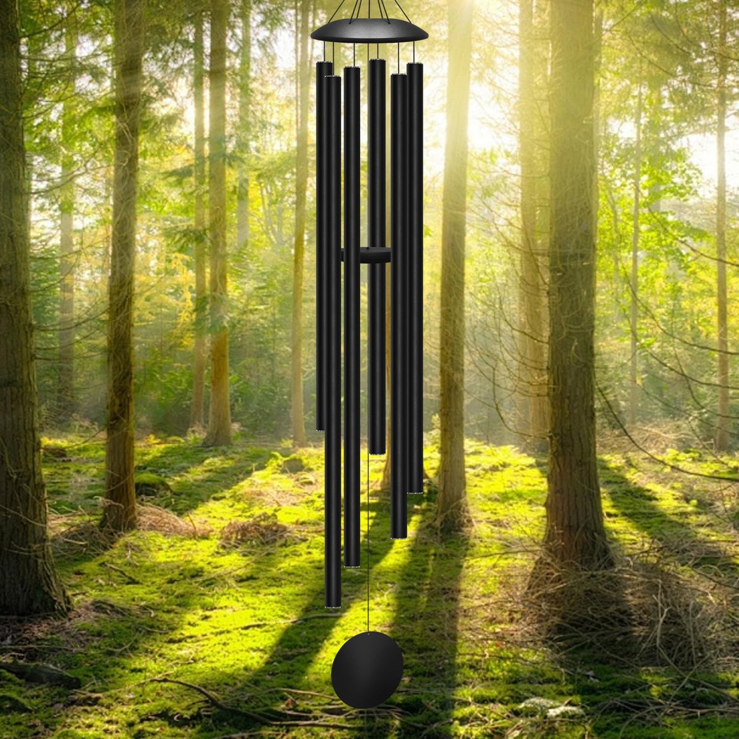 66" Extra Large Wind Chimes for Outside Deep Tone, 6 Thick and Bold Aluminum Tubes Tuned Relaxing Melody Wind Chime, Big Wind Chimes for Garden Patio Decor, Great Gift Idea for Mother's Day (Black)