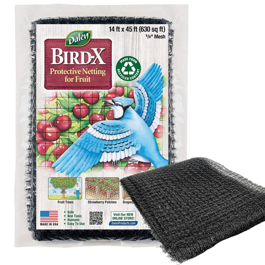 Dalen Bird-X Protective Mesh Netting for Fruit Trees, Berries, Vegetables - 14 ft x 45 ft, Black Garden Netting, 5/8-inch Mesh - Helps Deter Birds & Garden Pests, Made of Weather-Resistant Plastic