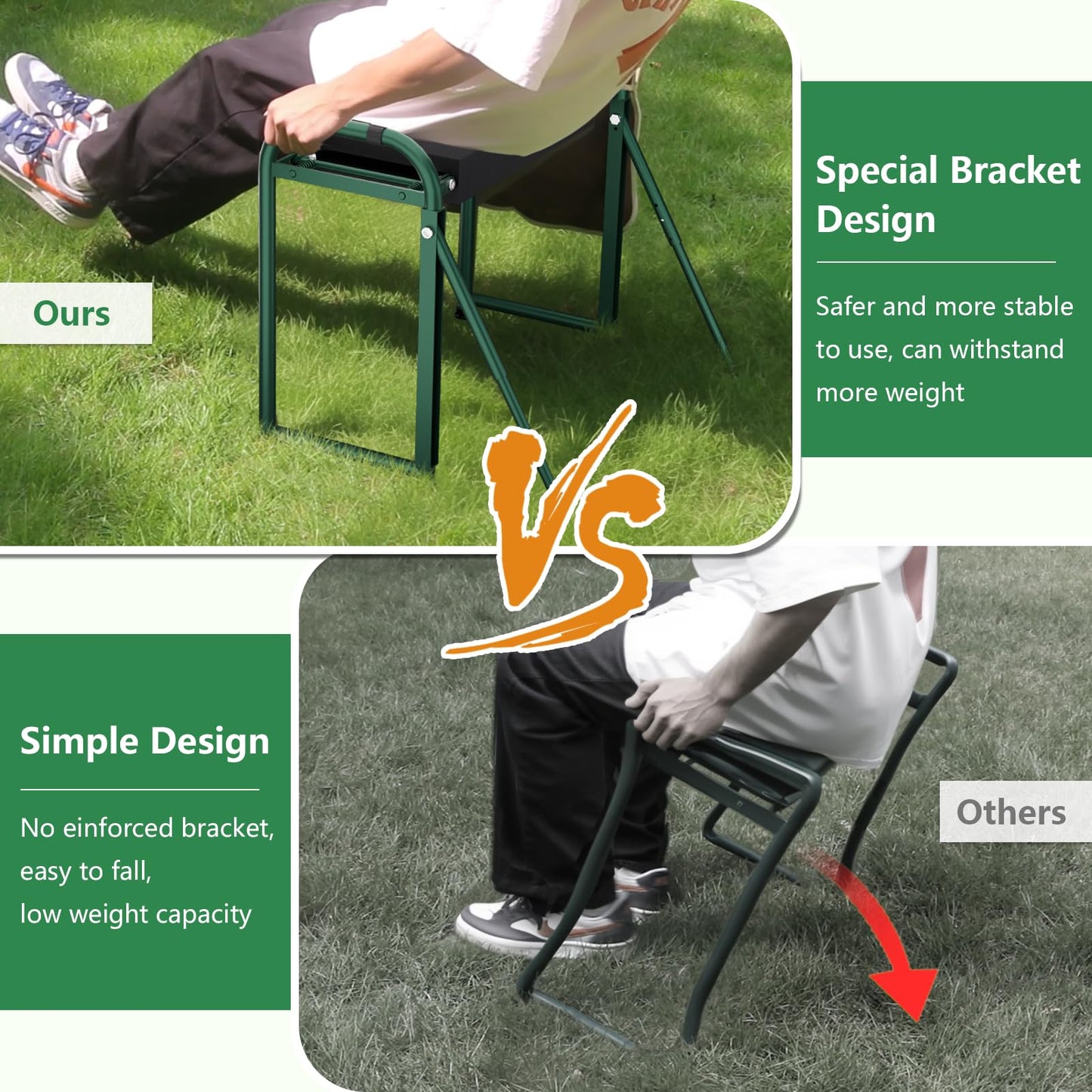 seasky Foldable Garden Kneeler and Seat, Anti-Tipping Gardening Bench Widened Thick Soft Kneeling Pad, Heavy Duty Gardening Stool with Tool Bag,Gardening Gift for Women