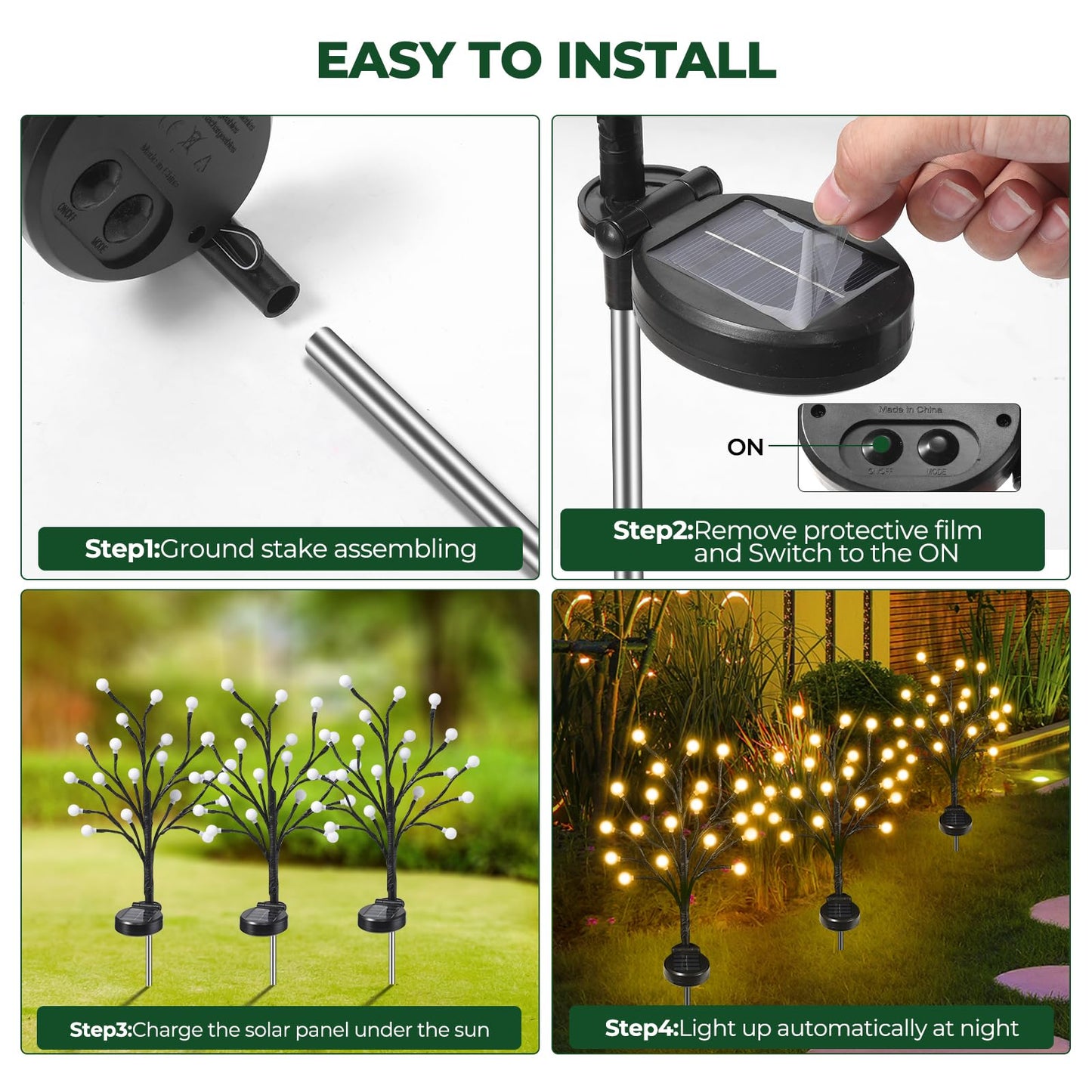 Laladeyek Solar Tree Shaped LED Lights Decorative Solar Lights for Garden Lawn Ornaments Outdoor Waterproof Charging Design Have 80 Lights Perfect for Garden Deals and Beautifying Outdoor Spaces