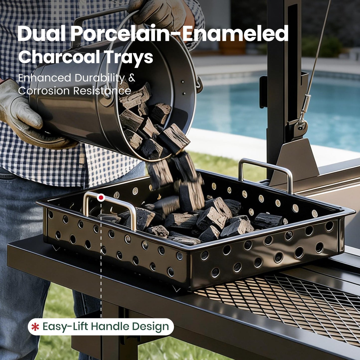 Argentine Santa Maria Grill, Wood Fire & Charcoal BBQ Grill with Adjustable Height Grates, Argentinian Open Fire Grill with S-Hooks and Foldable Front Table for Outdoor Patio Backyard Gaucho Grilling